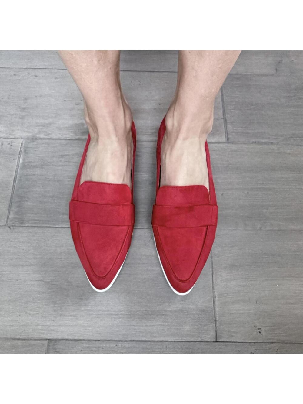 Cole Haan Red Suede Loafers Soft Leather Size 9.5